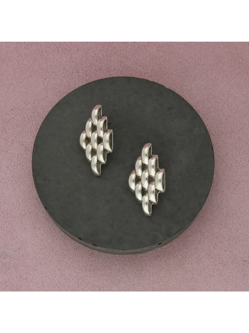 taxco mexico sterling silver vintage panther chain style post earrings